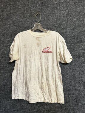 Honda Shirt Mens Large White Racing Team Checkered Flag Graphic Tee Motorsports